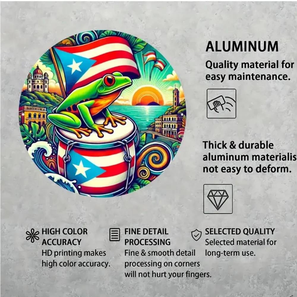 Puerto Rico Coqui Frog Playing Congas Aluminum Foil Engraving Wall Decor